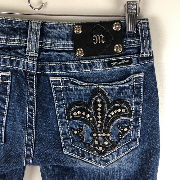 Miss me 27 gothic fleur de lis bootcut jeans 0837 - Picture 7 of 12